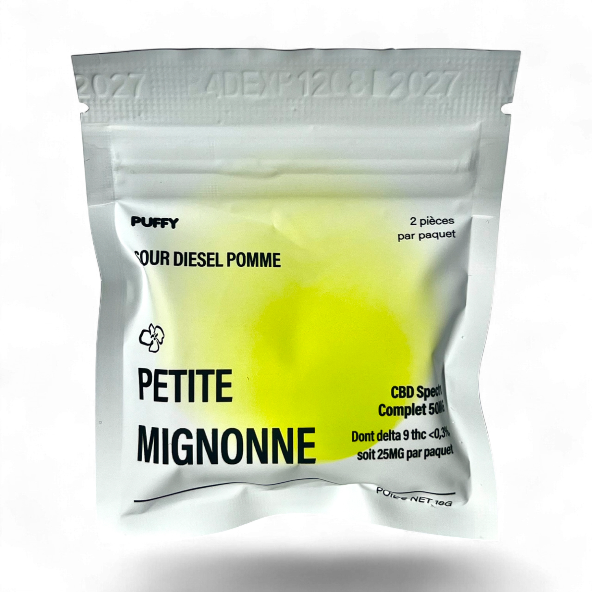 Gummies THC 25MG/ CBD 25MG sour diesel pomme